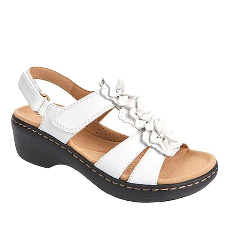 Ancient Energy hollow wedge fish-mouth sandals, white, women's size 43