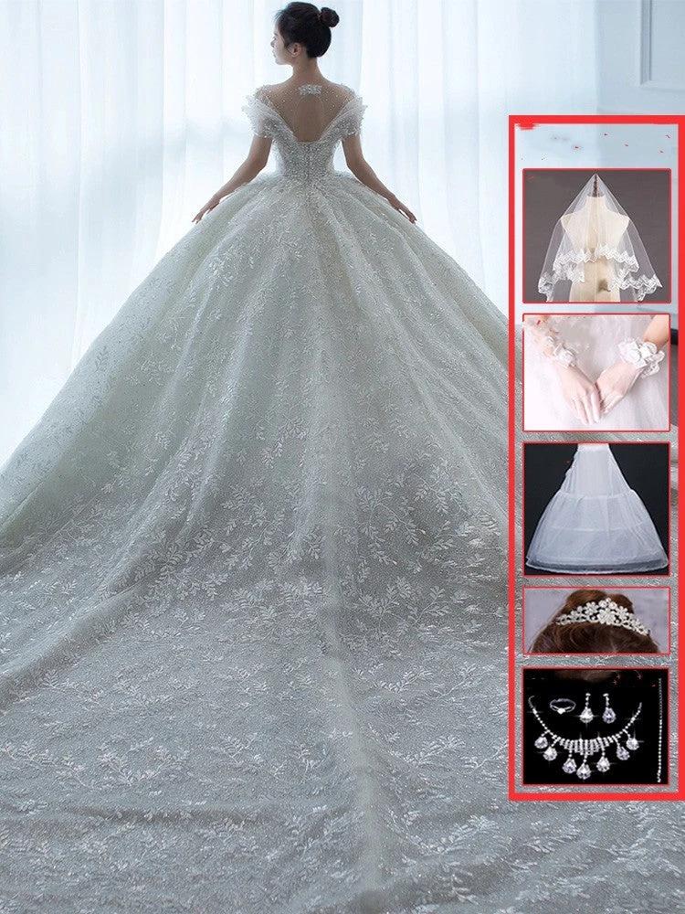 Off Shoulder French Main Wedding Dress MANDOTOS