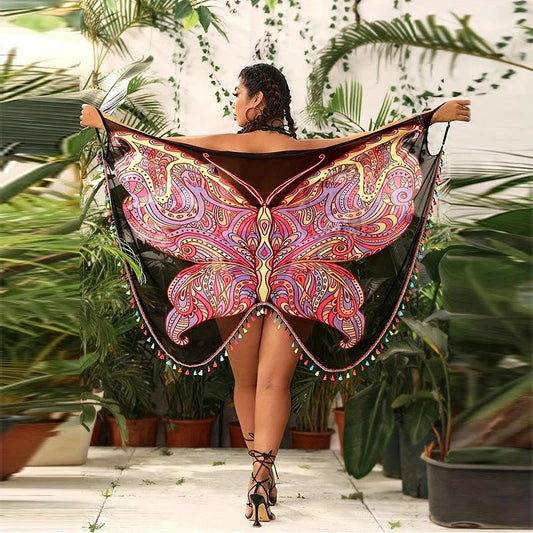 European And American Hot Spring Seaside Butterfly Cloak Blouse - MANDOTOS INTERNATIONAL0