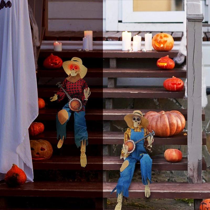 Light-Up Guitarist Skeleton: Spooky Halloween Decoration - MANDOTOS