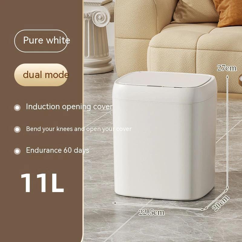 Smart Trash Can with Automatic Opening and Multiple Functions - White ABS Material - MANDOTOS