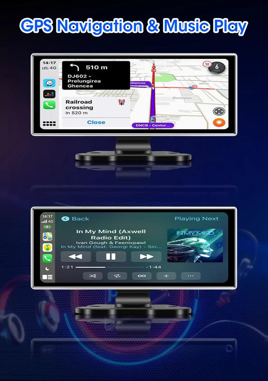 10/11.26 inch Dash Cam 4K Car DVR Wireless Carplay & Android Auto GPS Navigation Video Recorder Dashboard Dual Lens Wifi FM AUX - MANDOTOS