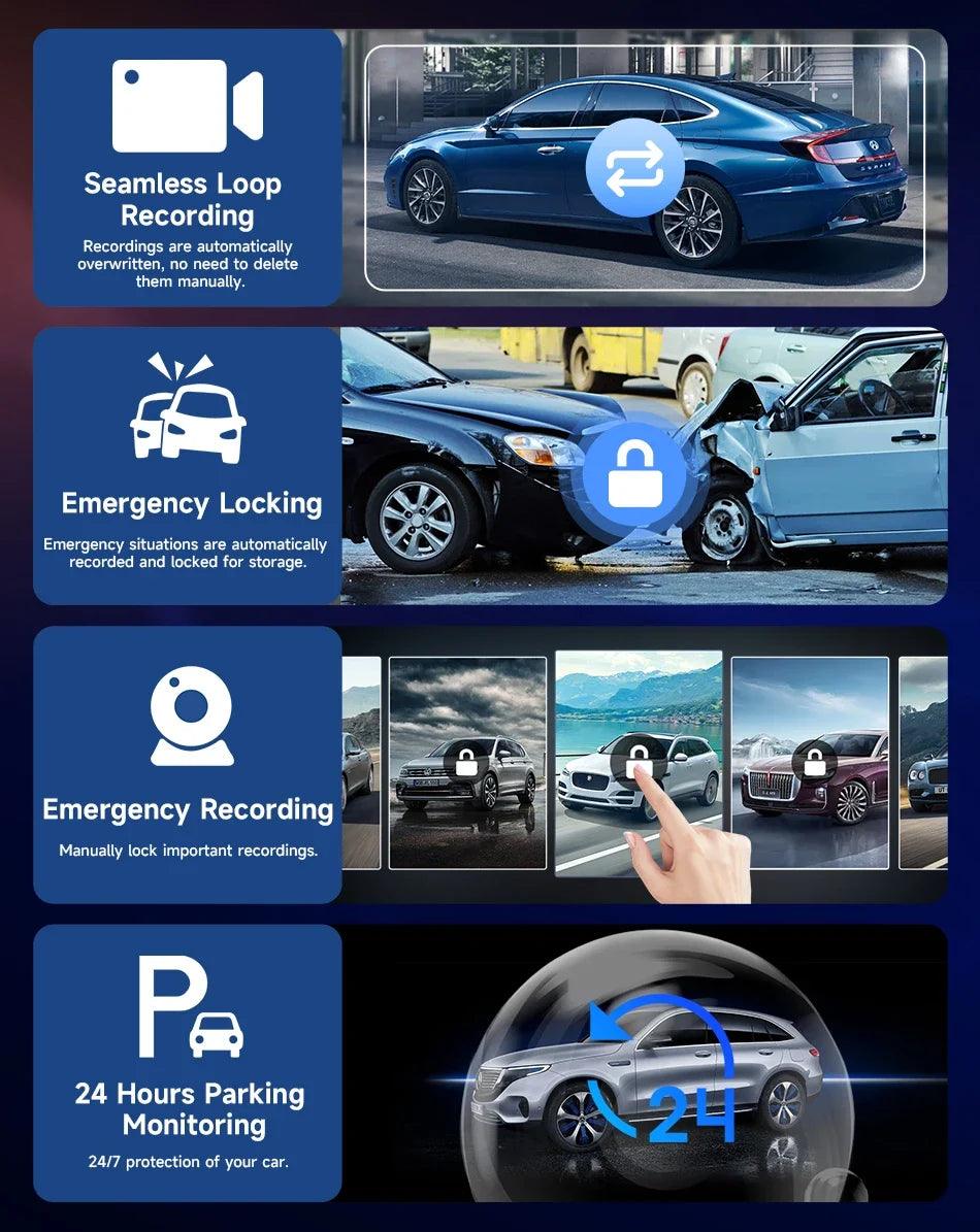10.26'' Dash Cam 4K Car Mirror Video Player Wireless Carplay Android Auto GPS Car Monitor Multimedia Rearview Camera Dashboard - MANDOTOS