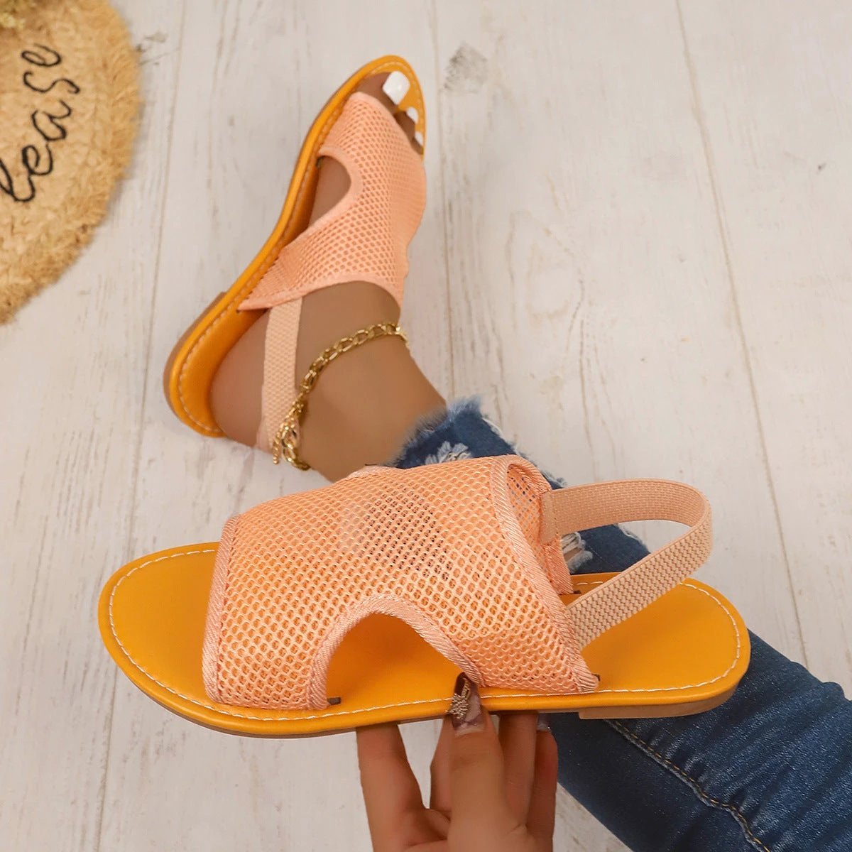 New Mesh Sandals Summer Casual Breathable Flat Shoes For Women Men Beach Shoes - MANDOTOS