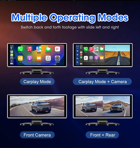 11.26 inch Car DVR 4K Dash Cam Dual Lens Wireless Carplay & Android Auto Video Recorder Monitor GPS Navigation 5G Wifi FM AUX - MANDOTOS