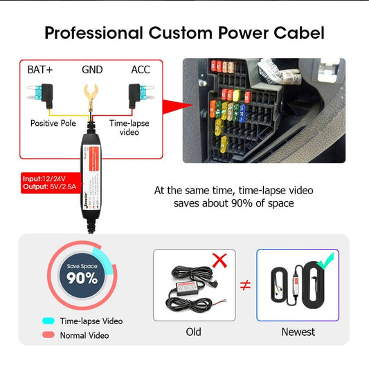 11.26 inch Car DVR 4K Dash Cam Dual Lens Wireless Carplay & Android Auto Video Recorder Monitor GPS Navigation 5G Wifi FM AUX - MANDOTOS