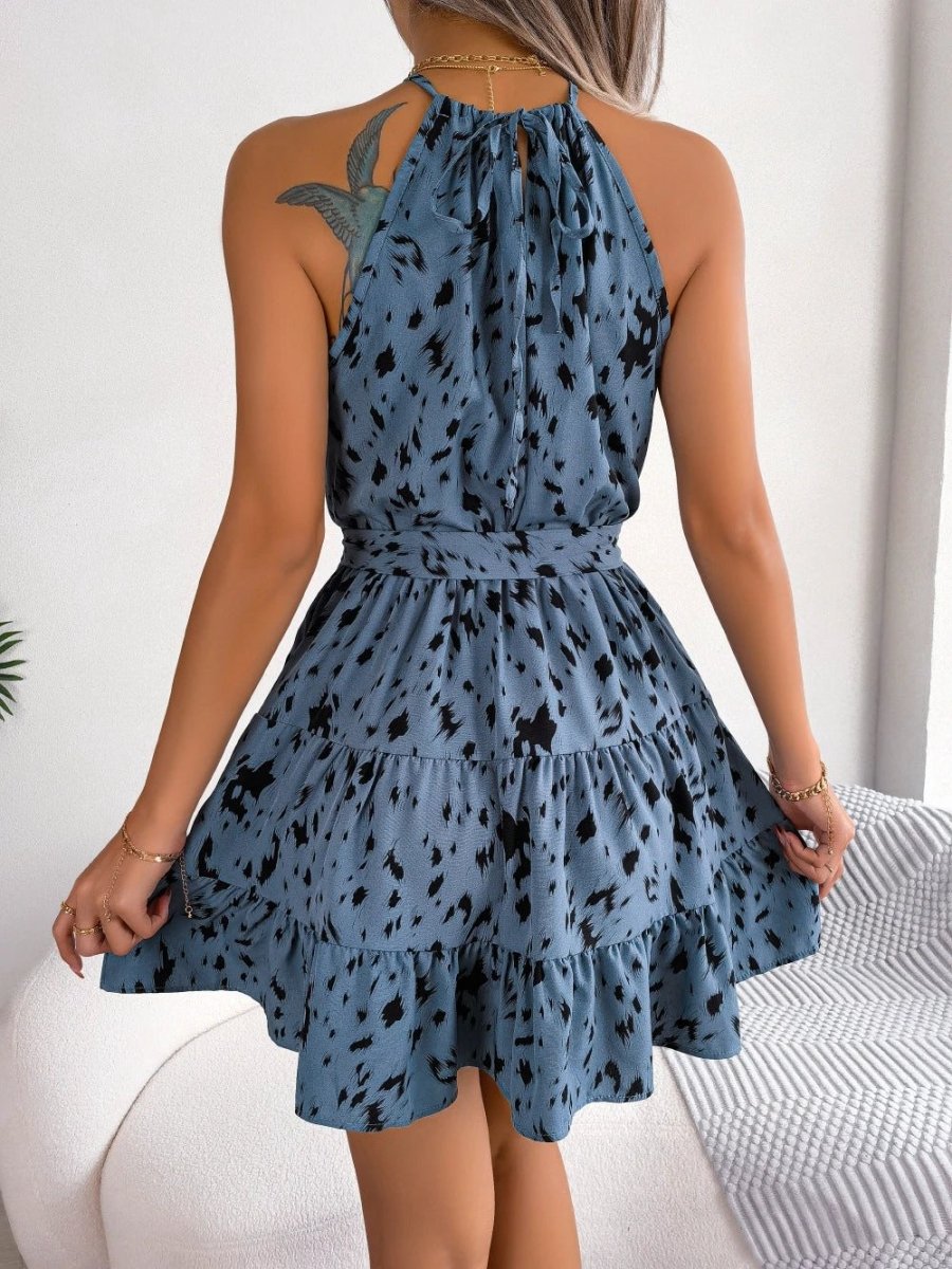 Chiffon Leopard Print Ruffled Swing Dress for Women, Available in Multiple Colors MANDOTOS