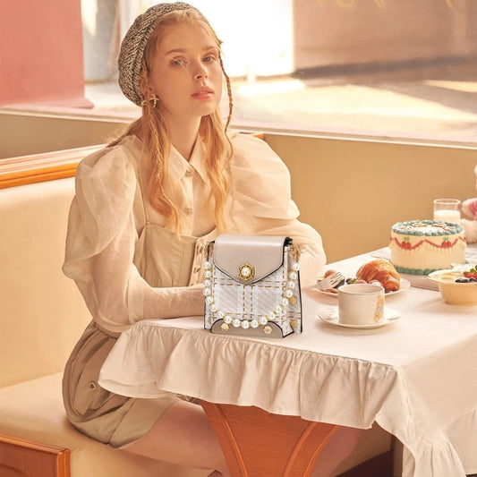 Fashion Women'S Crossbody Bag Girl'S Cute Princess Wallet Classic Shoulder Bag Summer Pearl Chain Phone Bag - MANDOTOS