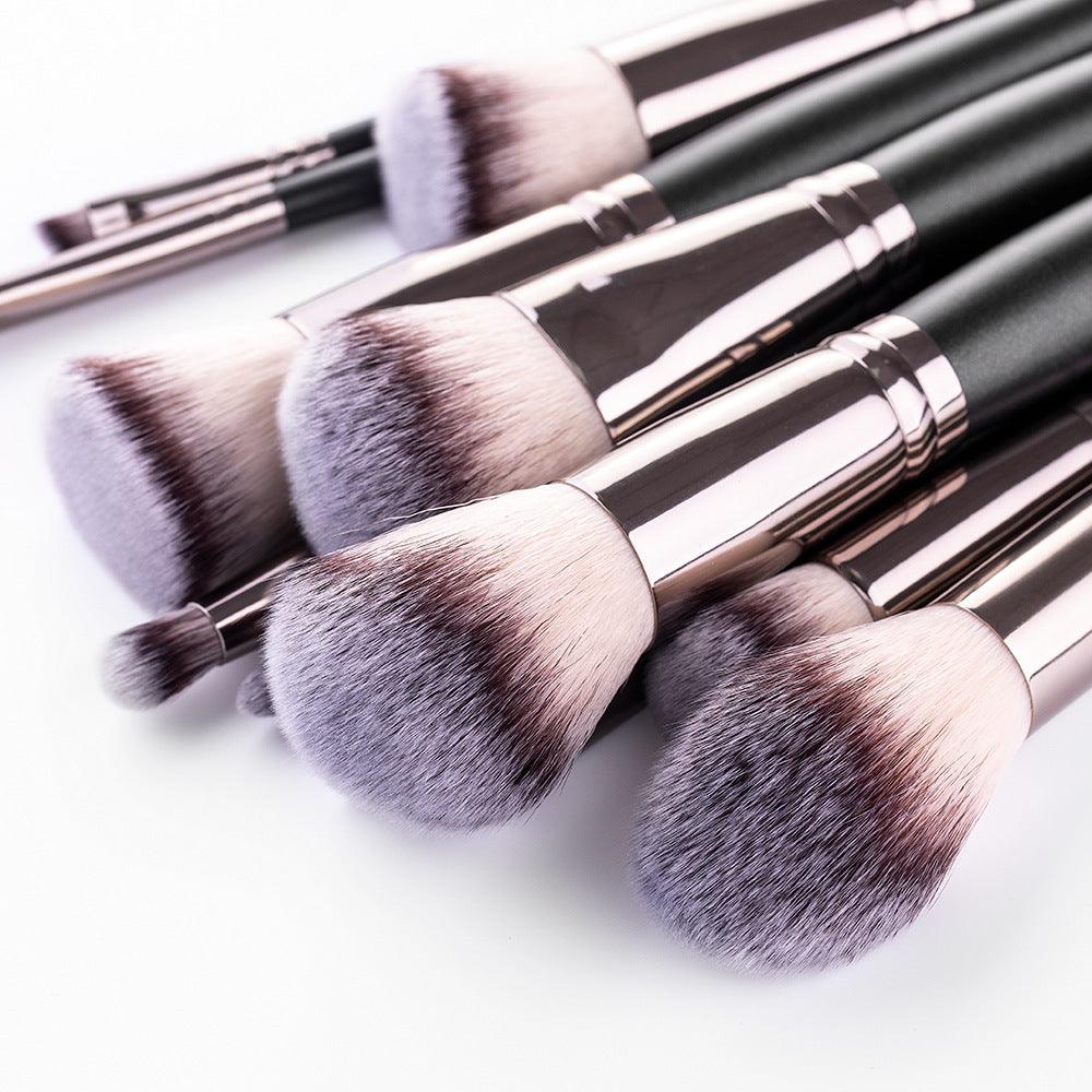 15 Makeup Brushes Set Full Set Matte Black Makeup Tools - MANDOTOS