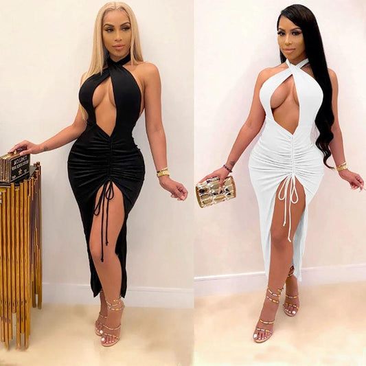 Sexy Slim Pleated High Slit Dress MANDOTOS