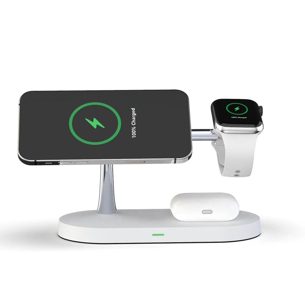 Multifunctional Five-In-One Magnetic Wireless Charging Watch Headset Desktop Mobile Phone Holder Charger 15W Fast Charge MANDOTOS