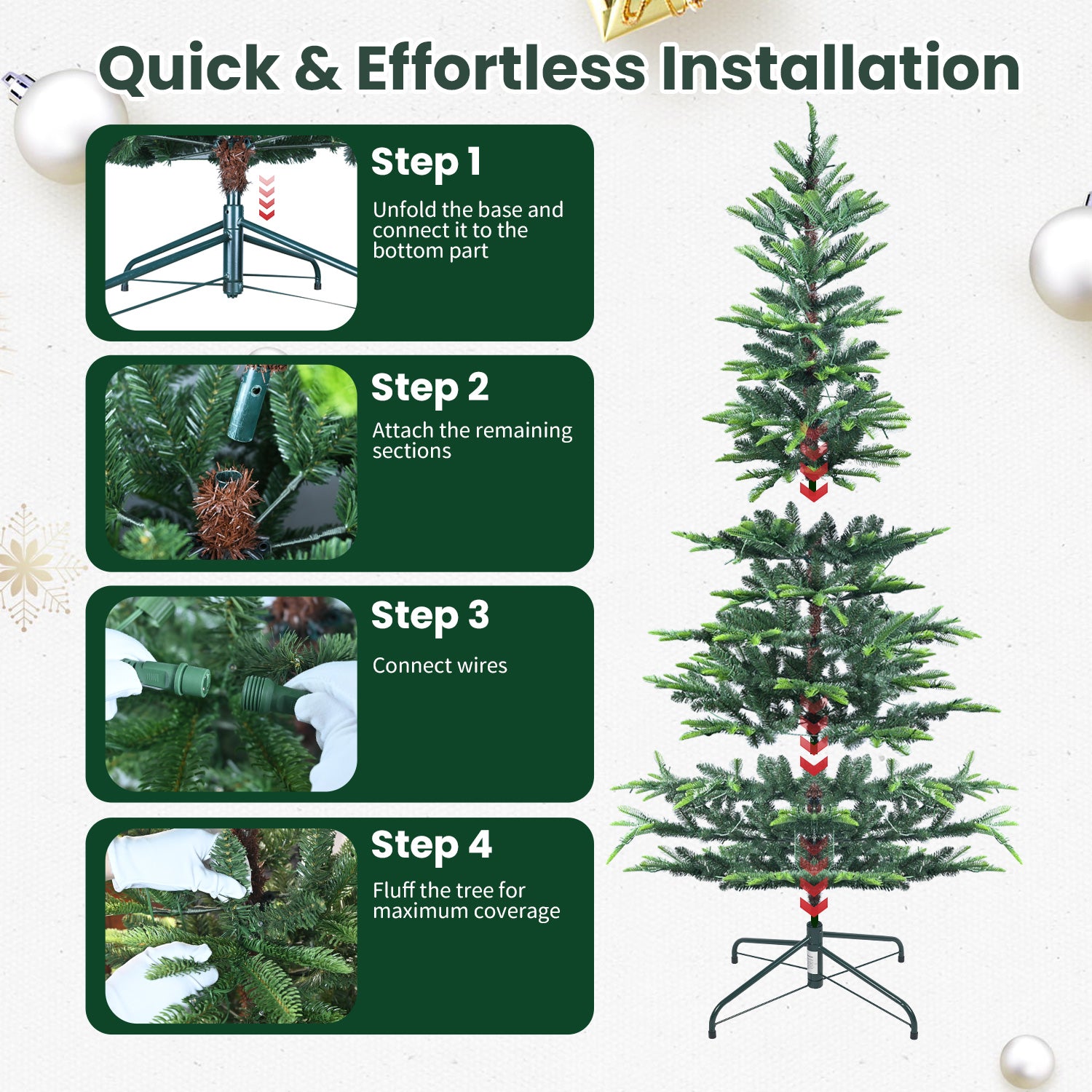 5 FT Pre-Lit Aspen Fir Artificial Christmas Tree - MANDOTOS
