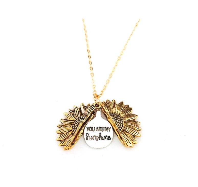 Sunflower Double Lettering Necklace MANDOTOS