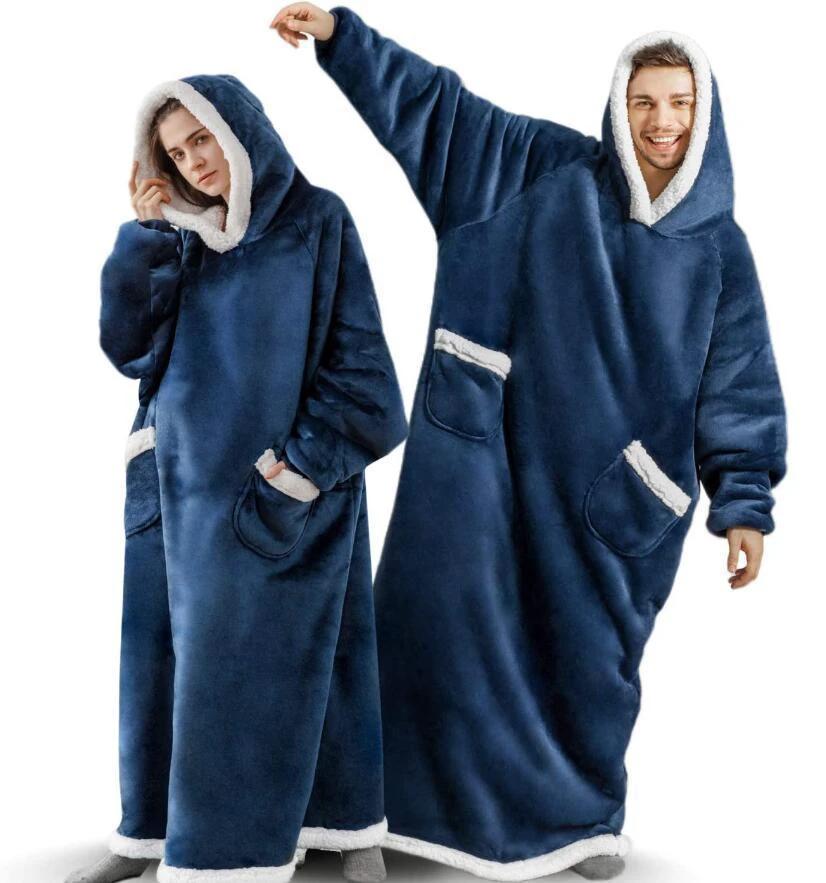 Winter TV Hoodie Blanket Winter Warm Home Clothes Women Men Oversized Pullover With Pockets - MANDOTOS