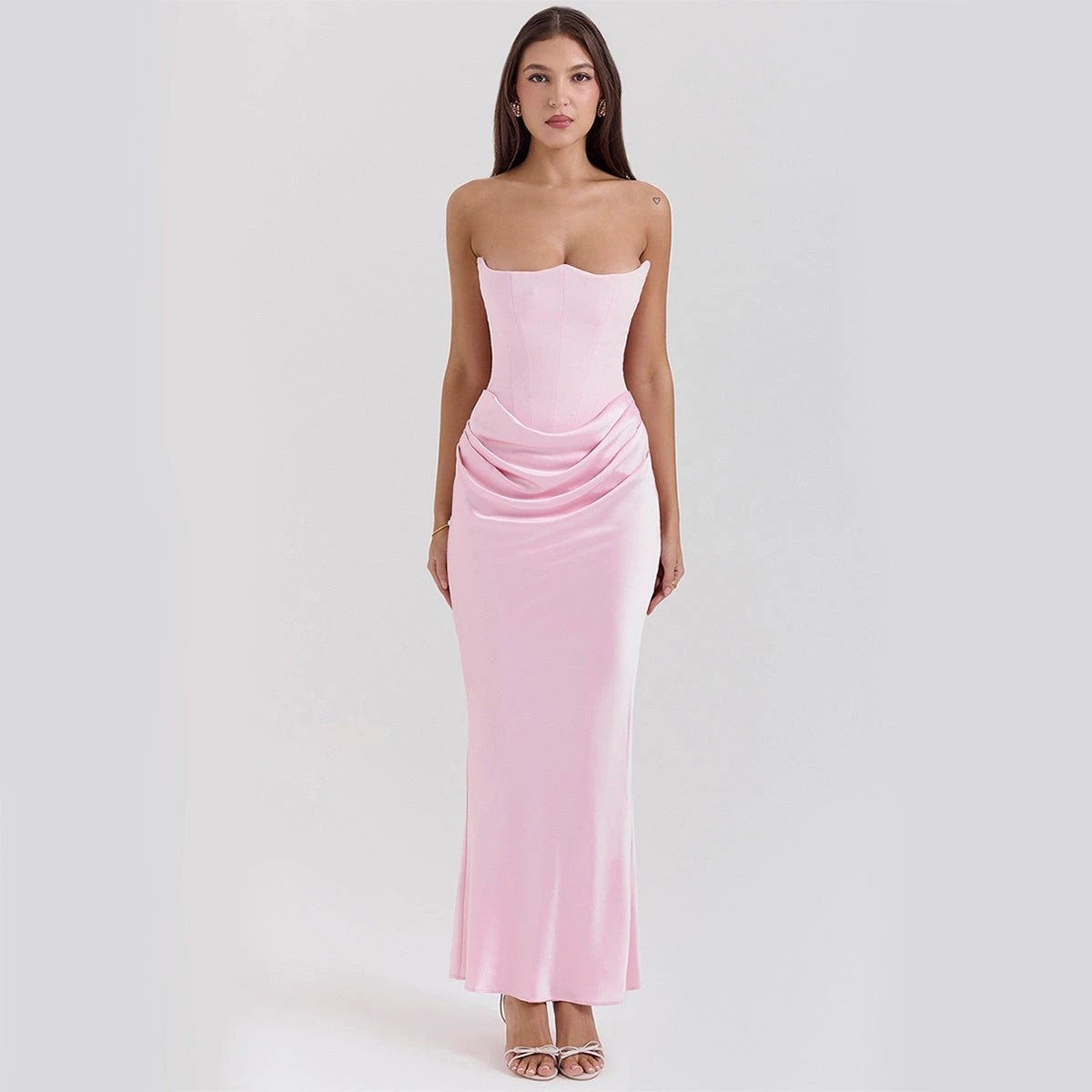 Slim Tube Top Long Dress Sexy Fashion Bandeau Backless Party Evening Dresses For Women Clothing MANDOTOS