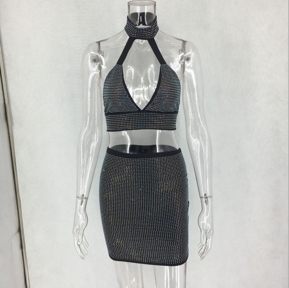 Women Diamonds Two Piece Set Dress MANDOTOS
