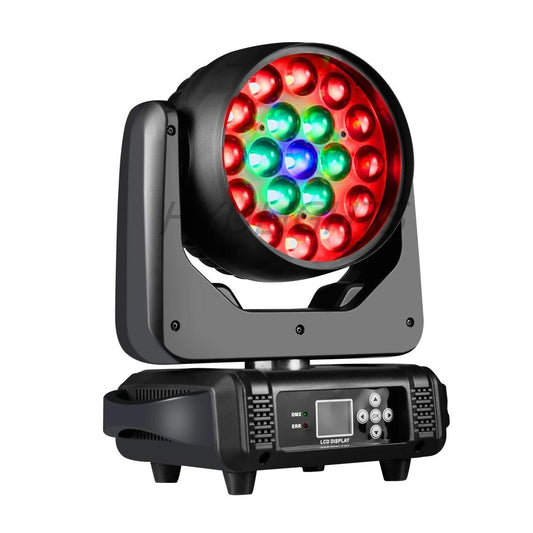 19x15W RGBW 4in1 Beam Wash Zoom Circle Control LED Moving Head Light Professional Machine DMX512 DJ Bar Stage Lights Effect - MANDOTOS