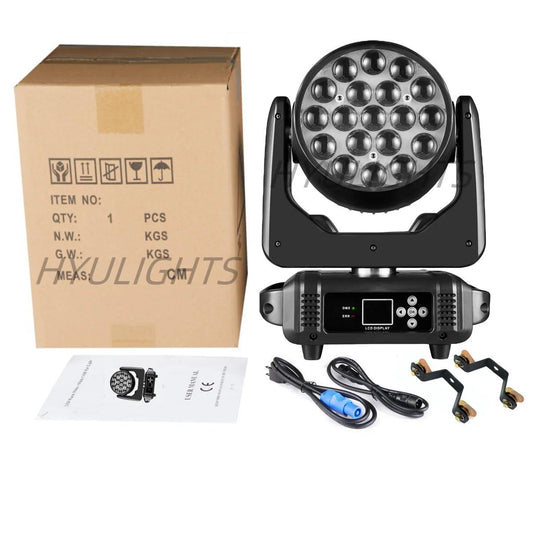 19x15W RGBW 4in1 Beam Wash Zoom Circle Control LED Moving Head Light Professional Machine DMX512 DJ Bar Stage Lights Effect - MANDOTOS