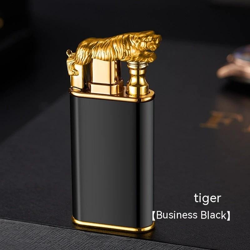 Mandotos Creative Blue Flame Lighter Dolphin Dragon Tiger Metal Windproof Double Flame Refillable - MANDOTOS