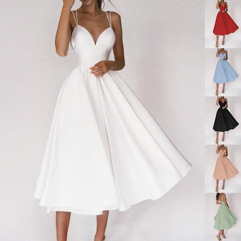 Sexy V-neck Suspender Dress Summer Fashion A-Line Long Dresses For Women MANDOTOS