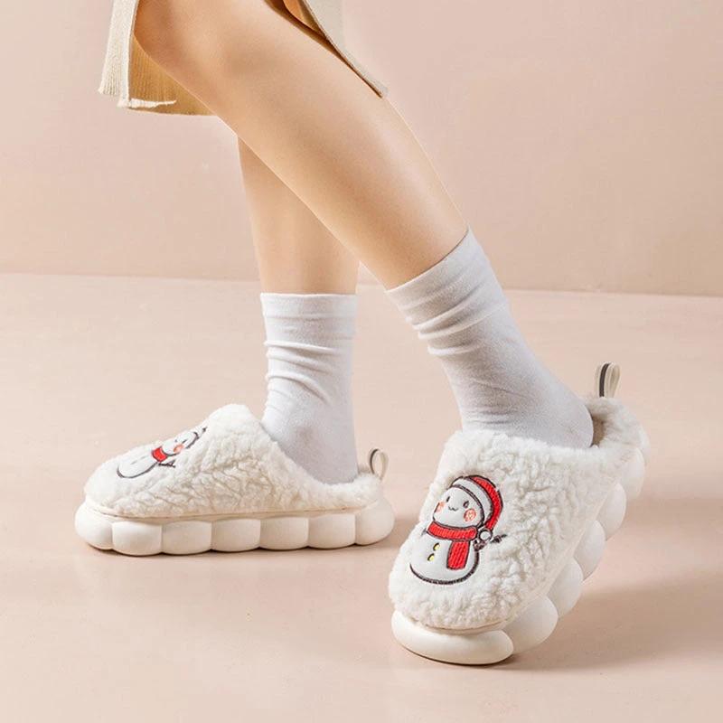 Snowman Slippers - Winter Plush Anti-Slip Couple Home Shoes - MANDOTOS