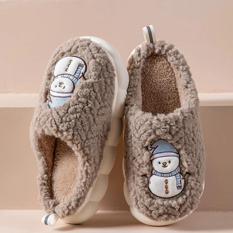 Snowman Slippers - Winter Plush Anti-Slip Couple Home Shoes - MANDOTOS