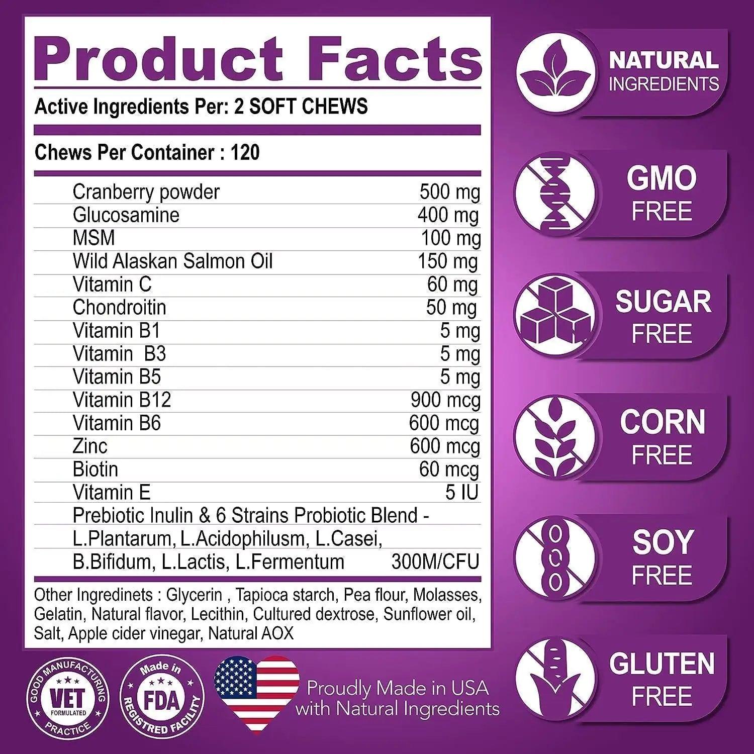 2-Pack Glucosamine & Multivitamins Dog Chews, 240 Count - MANDOTOS