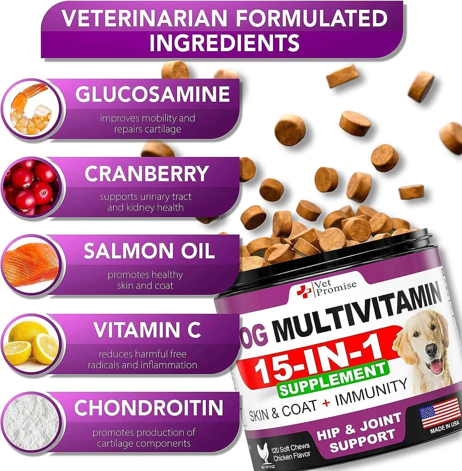 2-Pack Glucosamine & Multivitamins Dog Chews, 240 Count - MANDOTOS