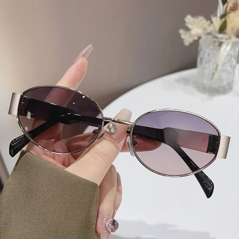2024 Women's New Geometric PC Sunglasses Personalized Elliptical Metal Premium Large Frame Glasses - MANDOTOS INTERNATIONAL