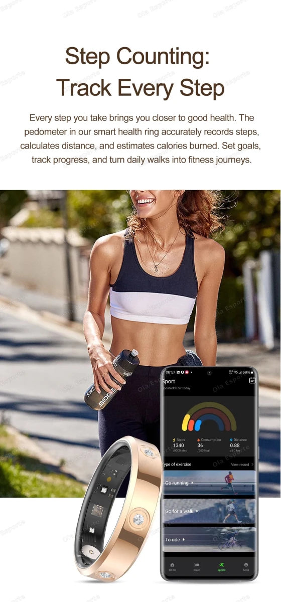 2025 Smart Ring Women Men Super narrow 6.3mm Heart Rate Health Stress measurement Monitor IP68 Waterproof Fashion Sports Rings - MANDOTOS INTERNATIONAL