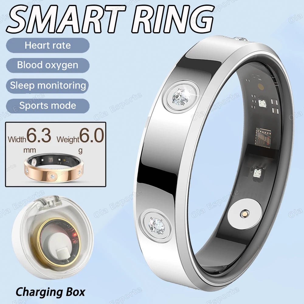 2025 Smart Ring Women Men Super narrow 6.3mm Heart Rate Health Stress measurement Monitor IP68 Waterproof Fashion Sports Rings - MANDOTOS INTERNATIONAL