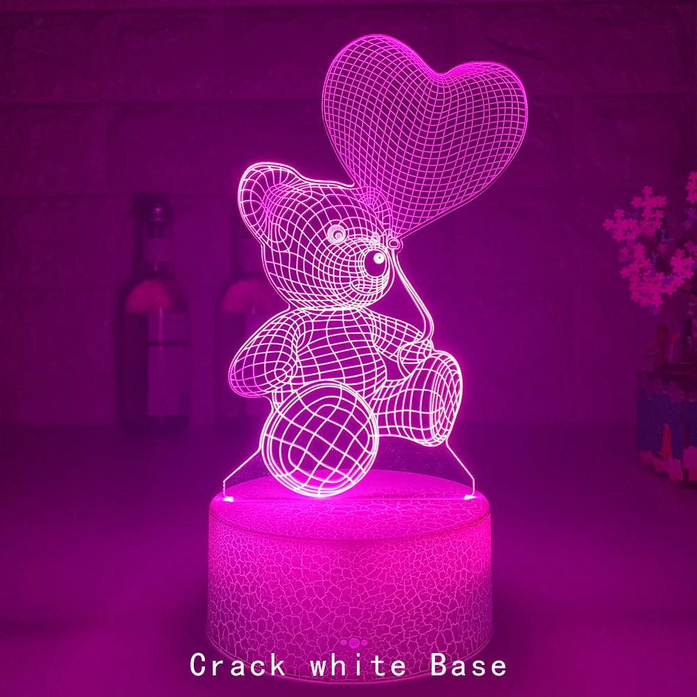 Mandotos 3D Teddy Bear Lamp Acrylic USB LED Night Light 16 Colors Remote Control MANDOTOS