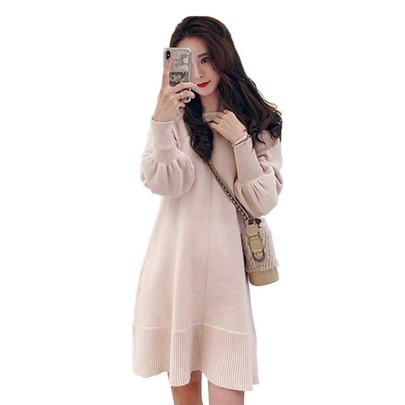 French style orange sweater skirt for fall and winter MANDOTOS