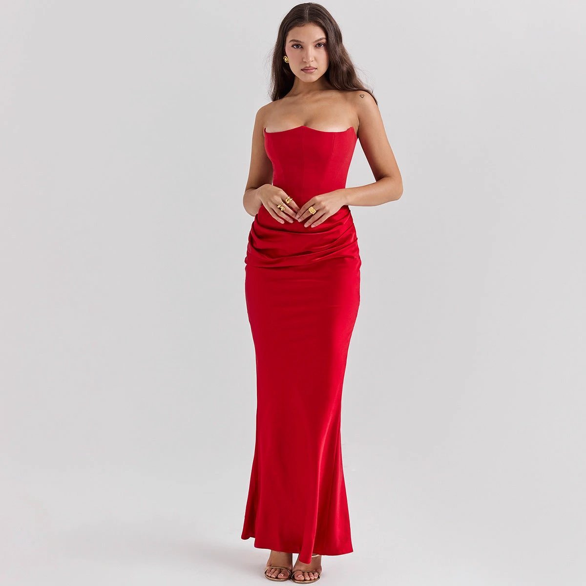 Slim Tube Top Long Dress Sexy Fashion Bandeau Backless Party Evening Dresses For Women Clothing MANDOTOS