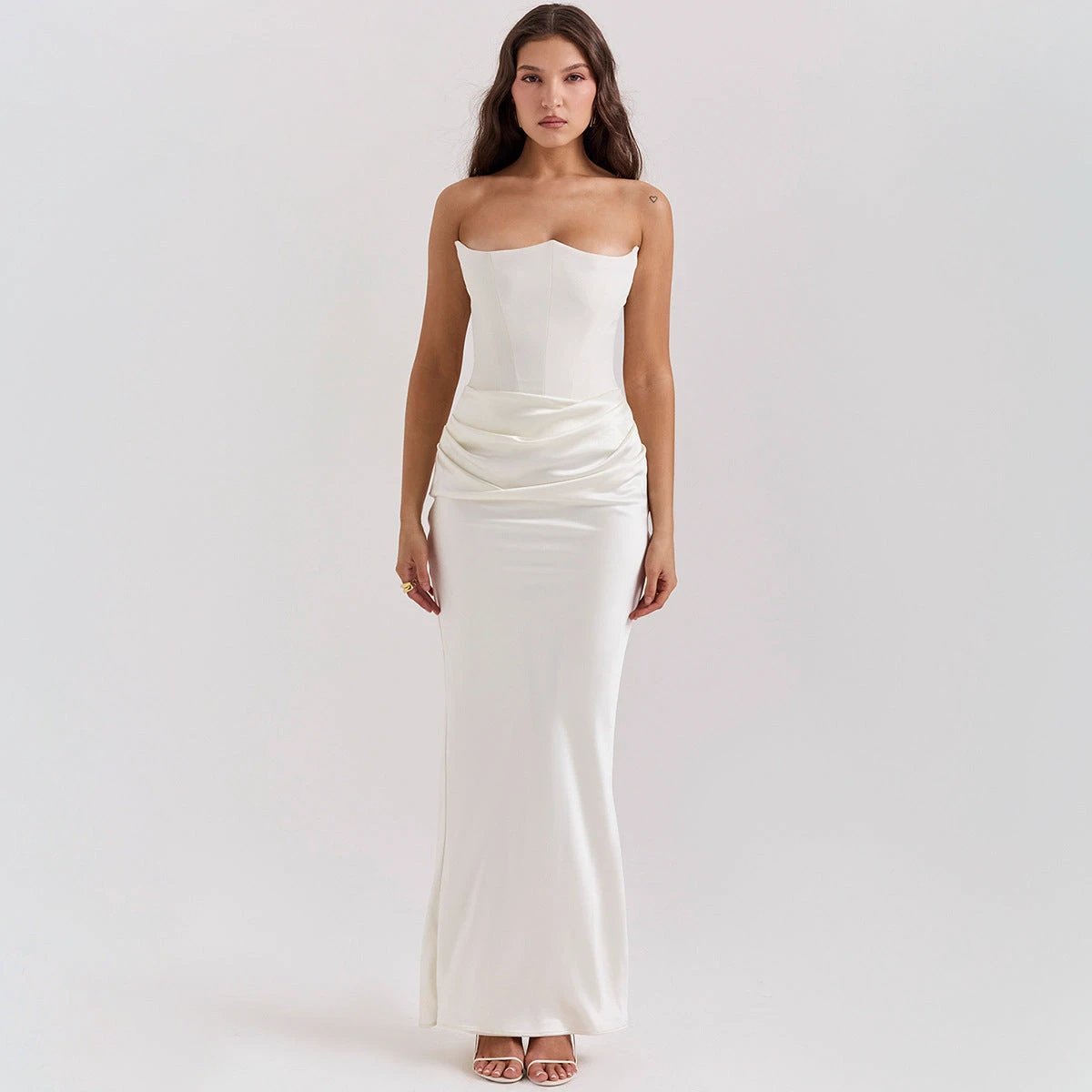 Slim Tube Top Long Dress Sexy Fashion Bandeau Backless Party Evening Dresses For Women Clothing MANDOTOS