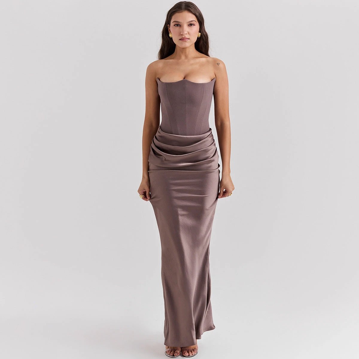 Slim Tube Top Long Dress Sexy Fashion Bandeau Backless Party Evening Dresses For Women Clothing MANDOTOS