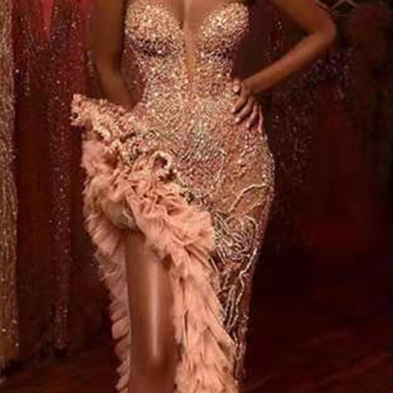 Sexy sequined tube top dress MANDOTOS