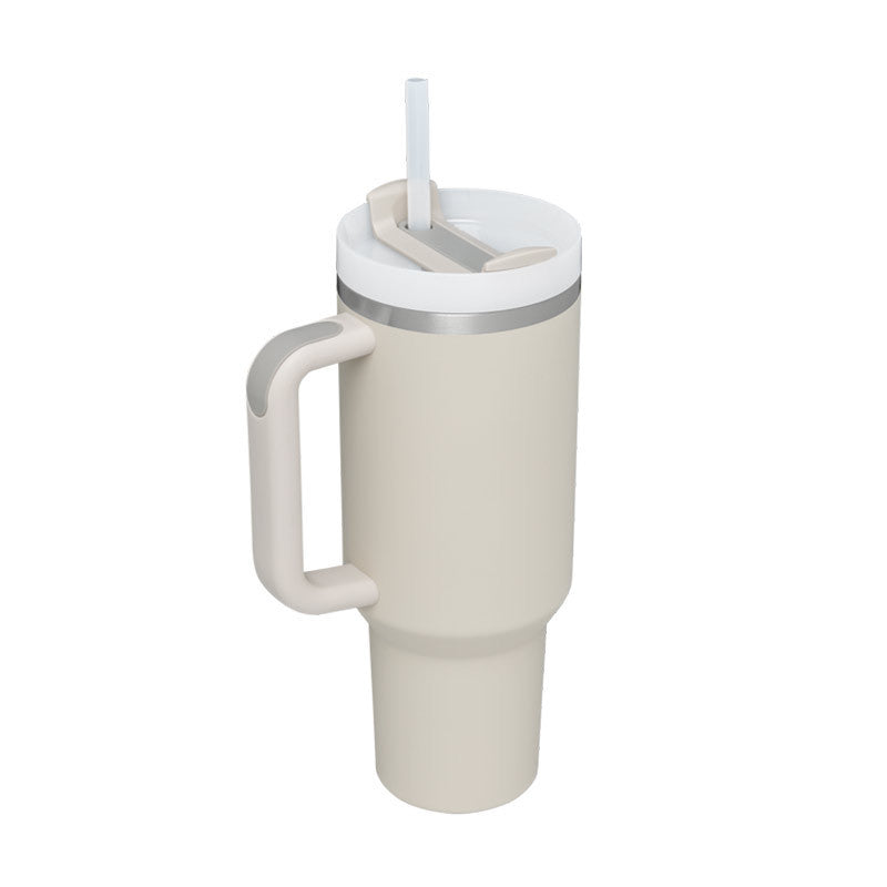 40 Oz Tumbler With Handle Straw Insulated, Stainless Steel Spill Proof Vacuum Coffee Cup Tumbler With Lid Tapered Mug Gifts For Valentine Lover Suitable For Car Gym Office Travel - MANDOTOS