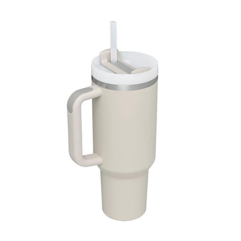 40 Oz Tumbler With Handle Straw Insulated, Stainless Steel Spill Proof Vacuum Coffee Cup Tumbler With Lid Tapered Mug Gifts For Valentine Lover Suitable For Car Gym Office Travel - MANDOTOS