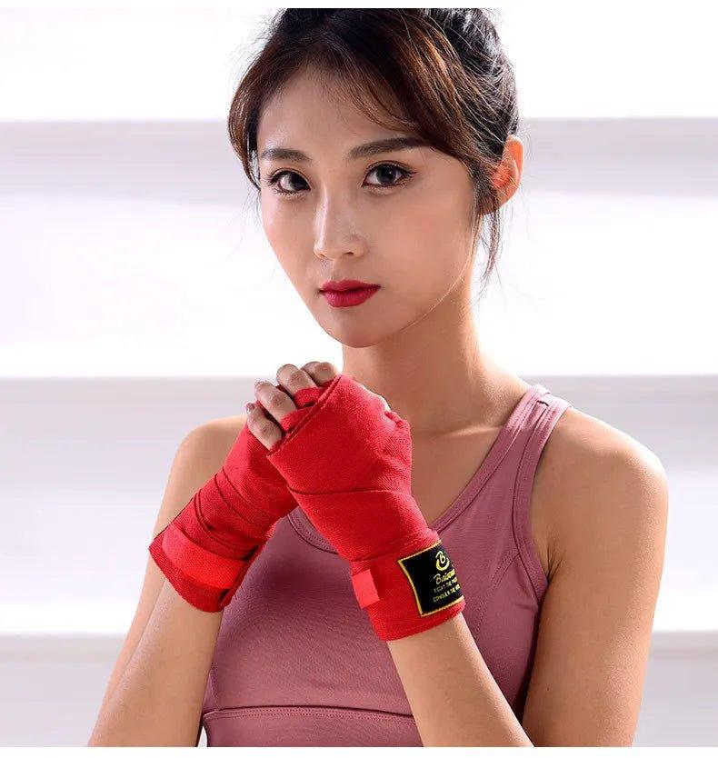 2PCS 1.5/2/3/5M Boxing Training Bandages Cotton Sports Bandages Sanda Kick Boxing Mma Hand Gloves Wraps Belt Boxing Sports Strap - MANDOTOS