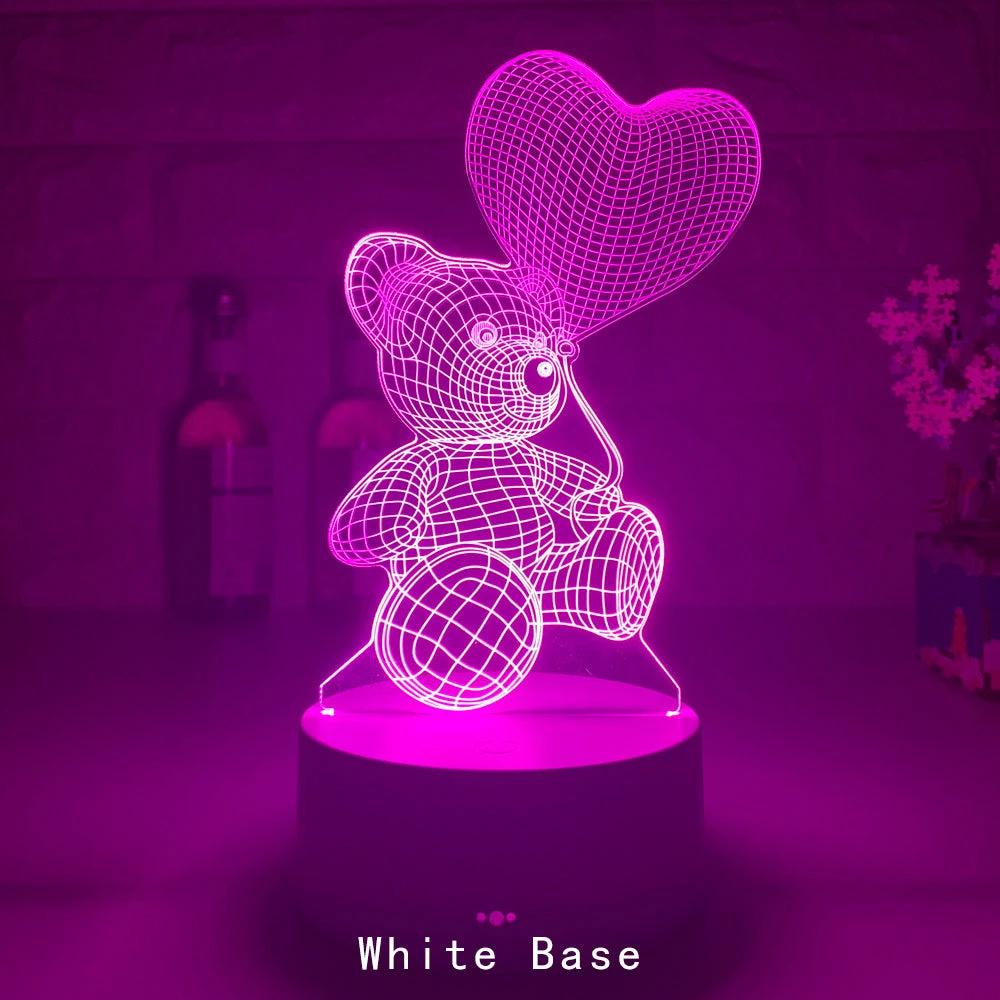 Mandotos 3D Teddy Bear Lamp Acrylic USB LED Night Light 16 Colors Remote Control MANDOTOS