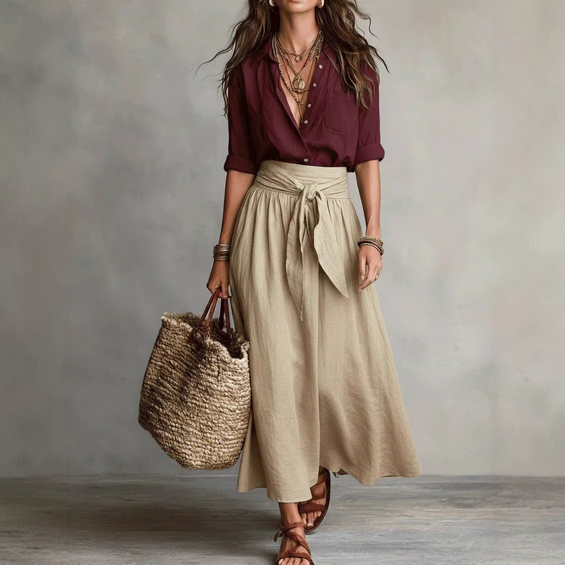 Button-Down Shirt & Straight Skirt Two-Piece Set - MANDOTOS INTERNATIONALTwo-Piece Set