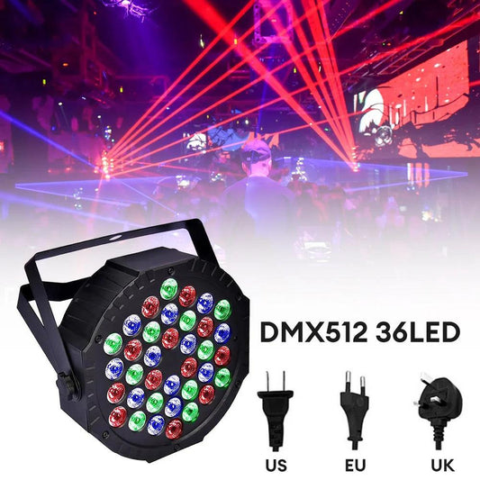 36 LED Stage Flat Par Lighting Effect DJ Disco Party Christmas Bar Club Wedding Show Lights Voice-activated Colorful Light - MANDOTOS