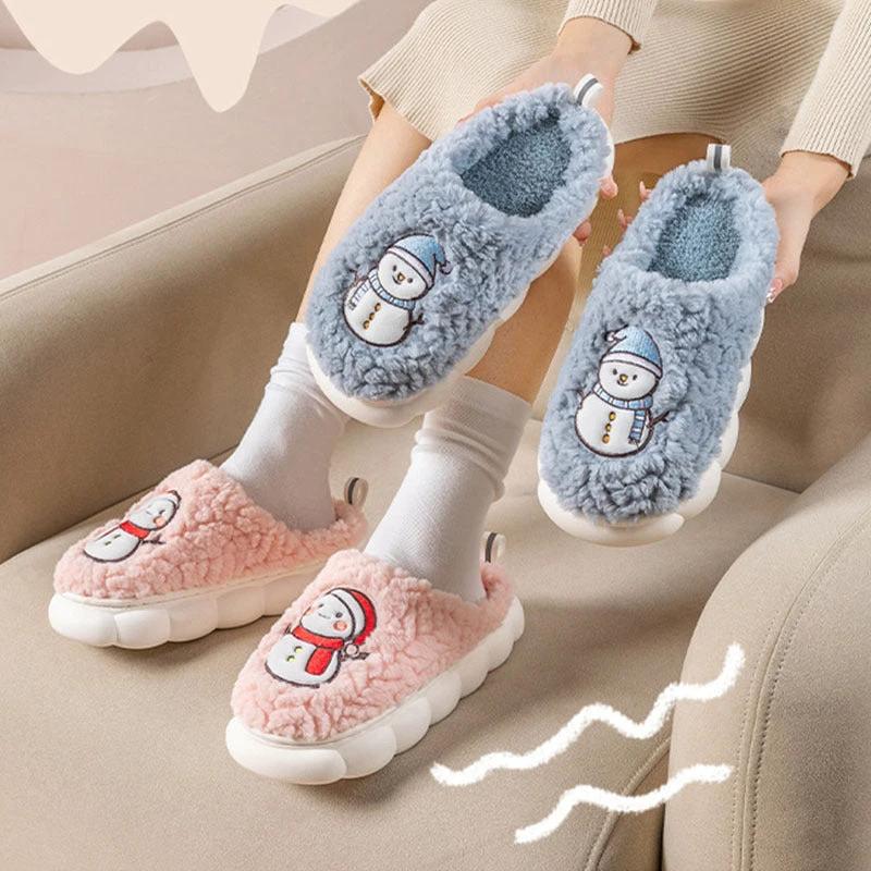Snowman Slippers - Winter Plush Anti-Slip Couple Home Shoes - MANDOTOS