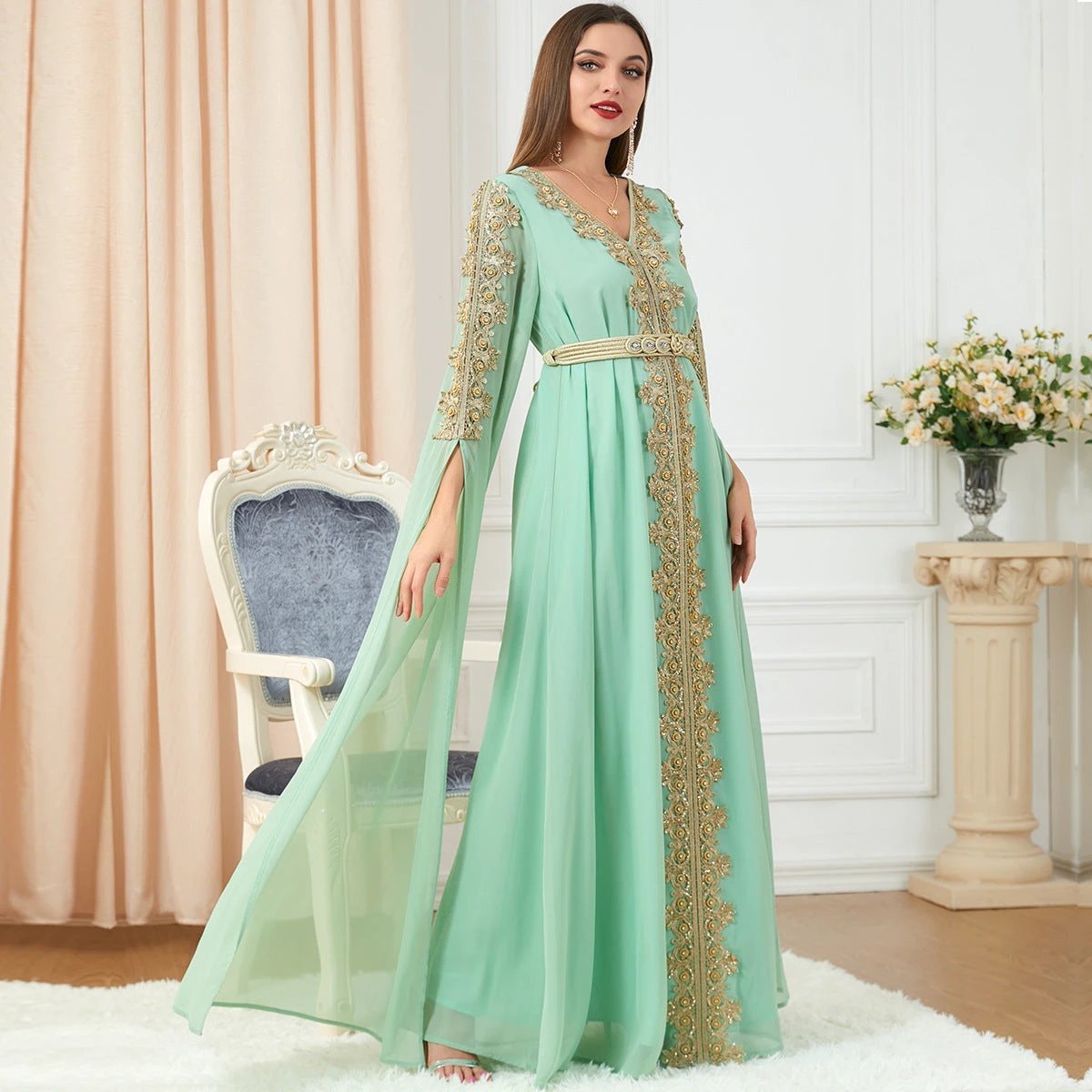 Women's Skirt Splicing Extra Long Sleeve Dress MANDOTOS