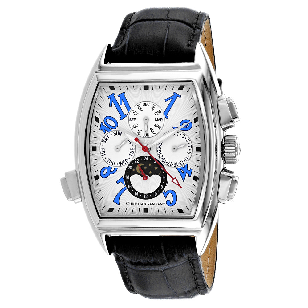 Christian Van Sant Grandeur Watch: Timeless Elegance in Black Leather - MANDOTOS INTERNATIONALWatches