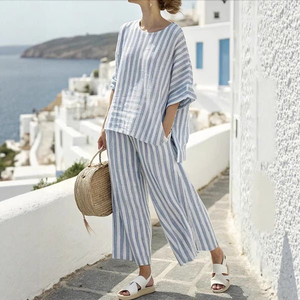3D Print Batwing Sleeve Two-Piece Set – Loose T-Shirt & Straight-Leg Pants - MANDOTOS INTERNATIONALTwo-Piece Set