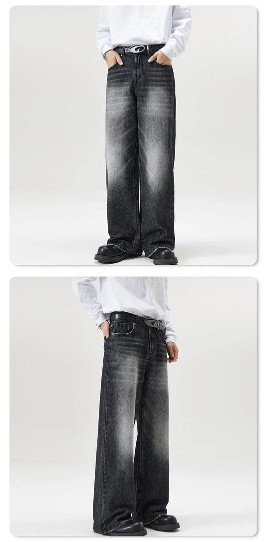 4 Colors Autumn Vintage Distressed Men's Baggy Straight Jeans Fashion Korean High Street Denim Pants Streetwear Male Trousers - MANDOTOS