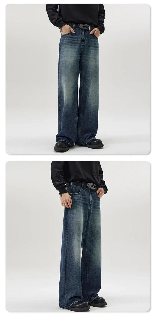 4 Colors Autumn Vintage Distressed Men's Baggy Straight Jeans Fashion Korean High Street Denim Pants Streetwear Male Trousers - MANDOTOS