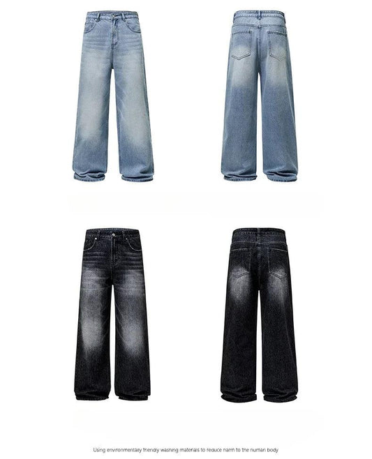 4 Colors Autumn Vintage Distressed Men's Baggy Straight Jeans Fashion Korean High Street Denim Pants Streetwear Male Trousers - MANDOTOS